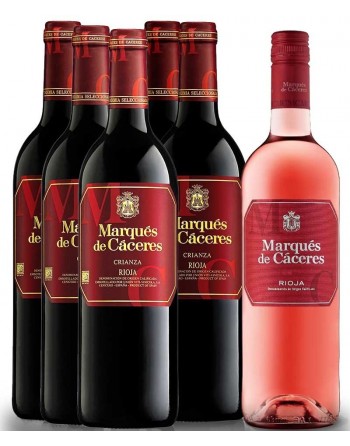 Oferta 5 botellas Marqués de Cáceres Crianza 2014 + 1 botella Marqués de Cáceres Rosado 2017 de regalo