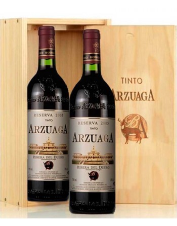 2 bottles Arzuaga Reserva in wood box