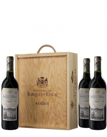 Pack 3 botellas Marqués de Riscal Reserva en caja de madera